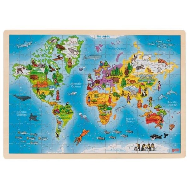 Карта на света - дървен пъзел 192 части
