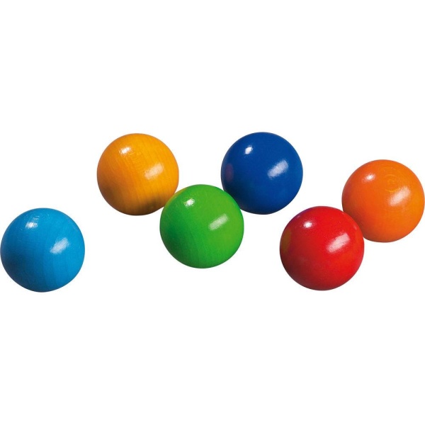 Цветни дървени топки - 6 броя
