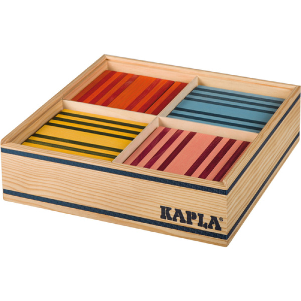 Детски дървен строител КАПЛА цветен - 100 елемента