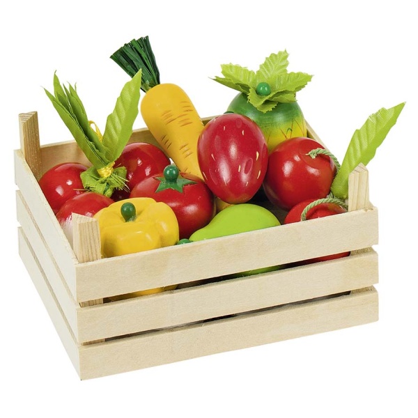 Дървени плодове и зеленчуци в щайга - 10 части
