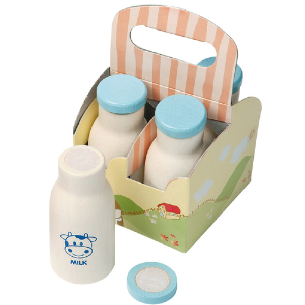 Бутилки мляко - дървена играчка