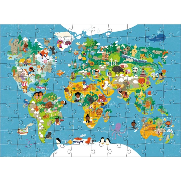 Пъзел с карта на света - 100 части