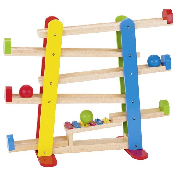 Дървена играчка - Етажна писта с ксилофон