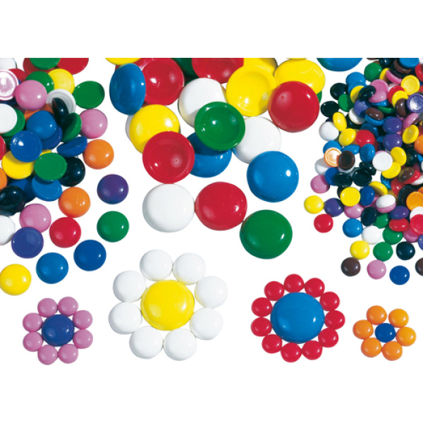 Цветни кръгли камъчета за декорация и творчески игри - диам. 31 мм, 240 бр.