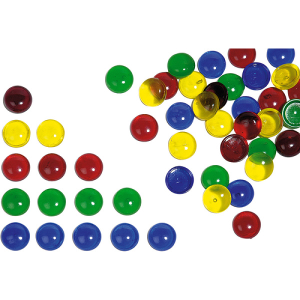 Прозрачни цветни камъчета за декорация и творчески игри - диам. 19,5 мм, 650 бр.