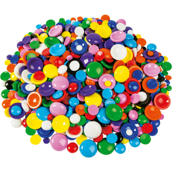 Цветни кръгли камъчета за декорация и творчески игри - микс размери, 840 бр.