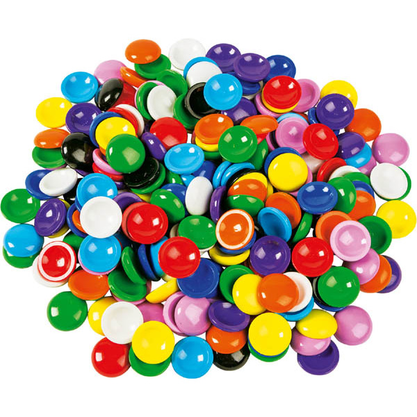 Цветни кръгли камъчета за декорация и творчески игри - диам. 19,5 мм, 650 бр.