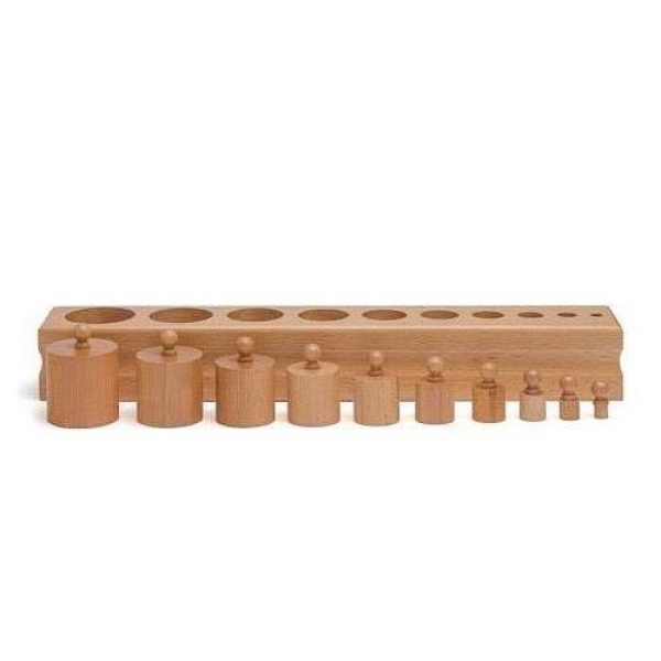 Кутия цилиндри 1 - дървена играчка Монтесори