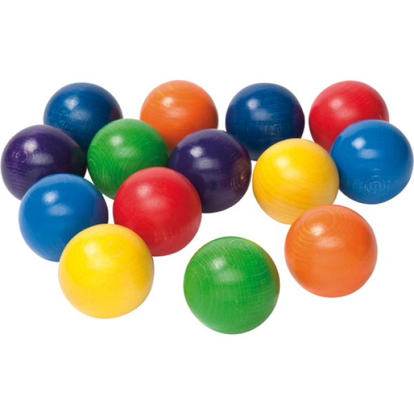 Цветни дървени топки - 14 броя
