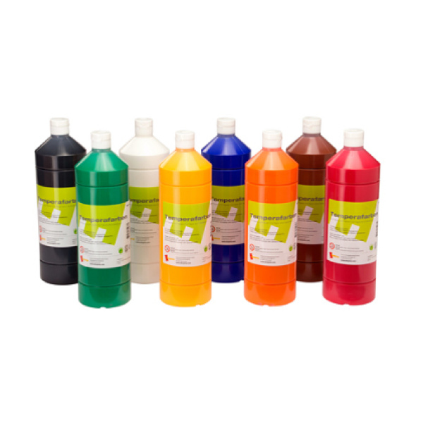 Темперни бои в бутилки - 8 цвята х 1000 мл