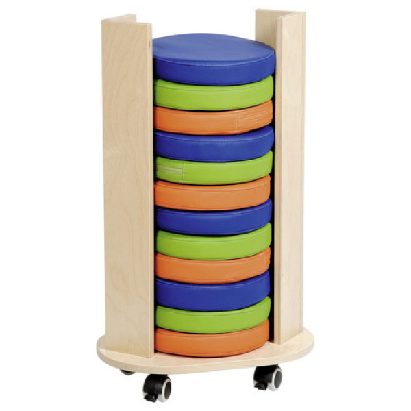 Количка за съхранение на възглавнички за сядане - дървена