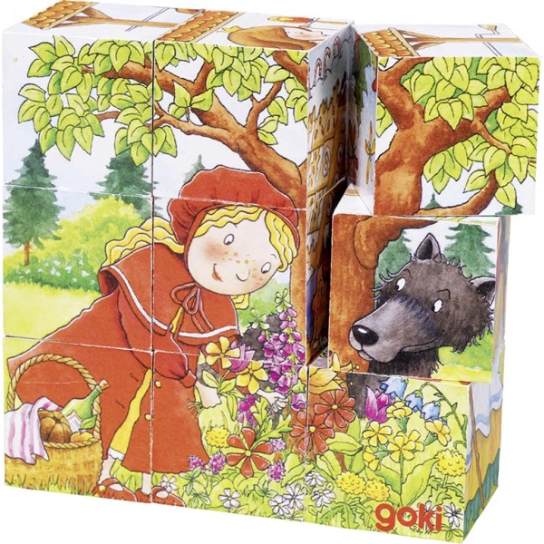 Дървени кубчета с картинки от приказки - 9 части