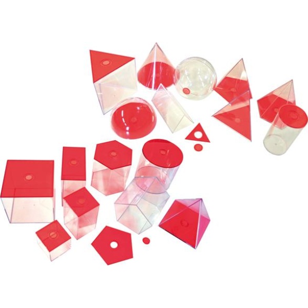Прозрачни триизмерни геометрични фигури големи - комплект Монтесори