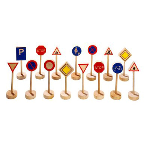 Пътни знаци 15 бр - дървени играчки