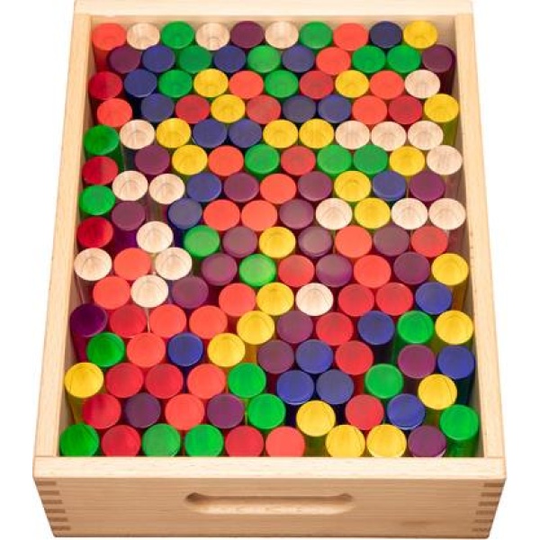 Детска акрилна мозайка ЛУКСИ - цилиндри в дървена кутия