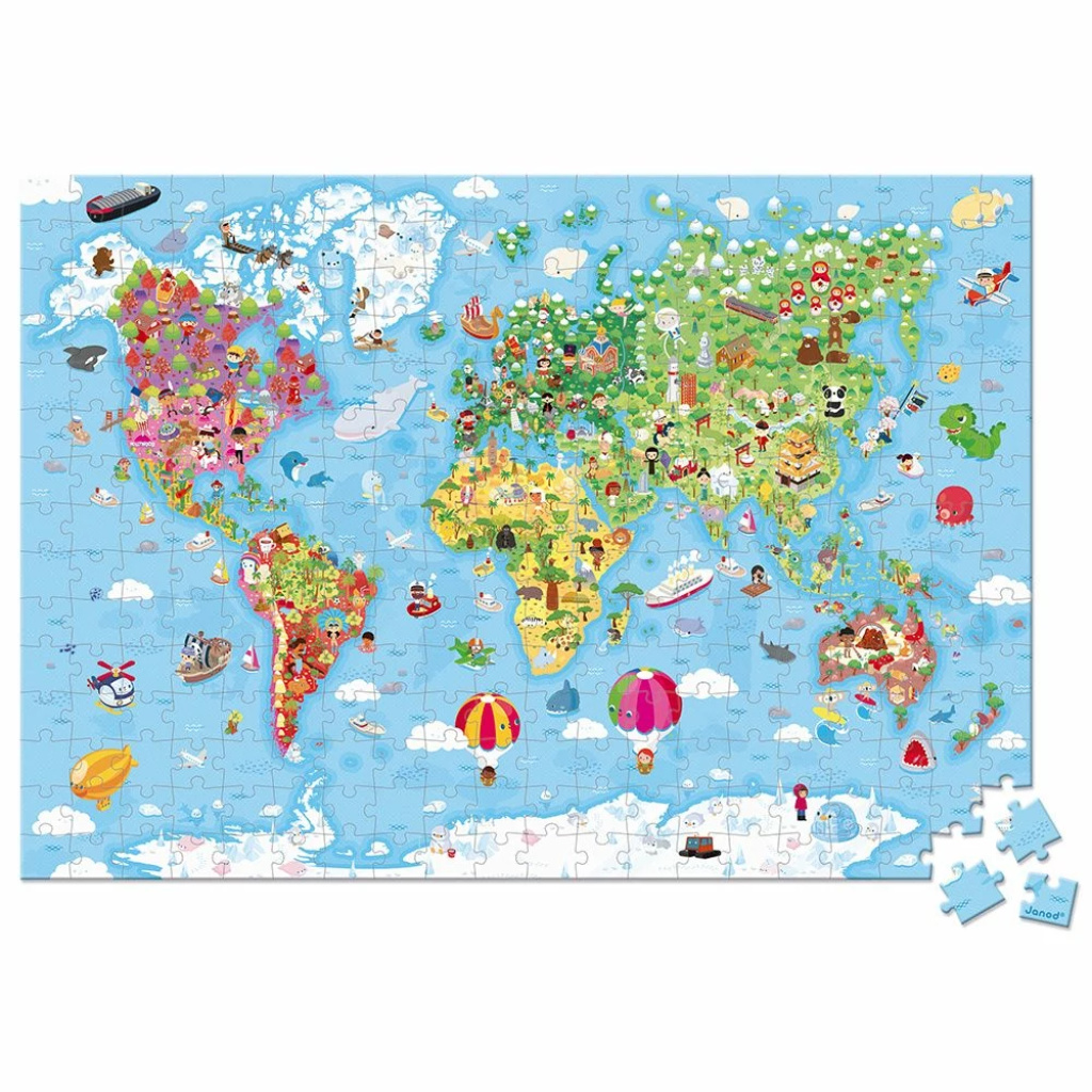 Карта на света - гигантски пъзел в куфарче, 300 части