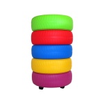 Комплект 5 цветни игрални гуми с количка за съхранение